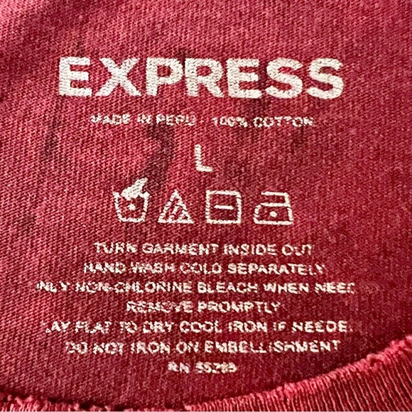 Express Red Graphic Tee with Rose and Sword Design - Picture 5 of 5